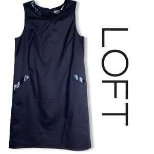 LOFT Shift Dress Sequin Navy Sequin Women’s Size 8